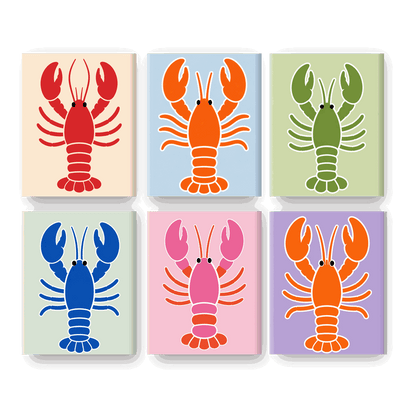 6 Mini Paintings - Lobster Set