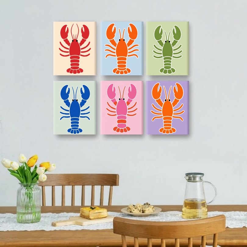 6 Mini Paintings - Lobster Set