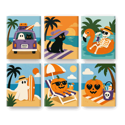6 Mini Paintings - Summerween Set