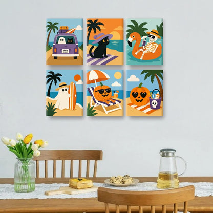 6 Mini Paintings - Summerween Set