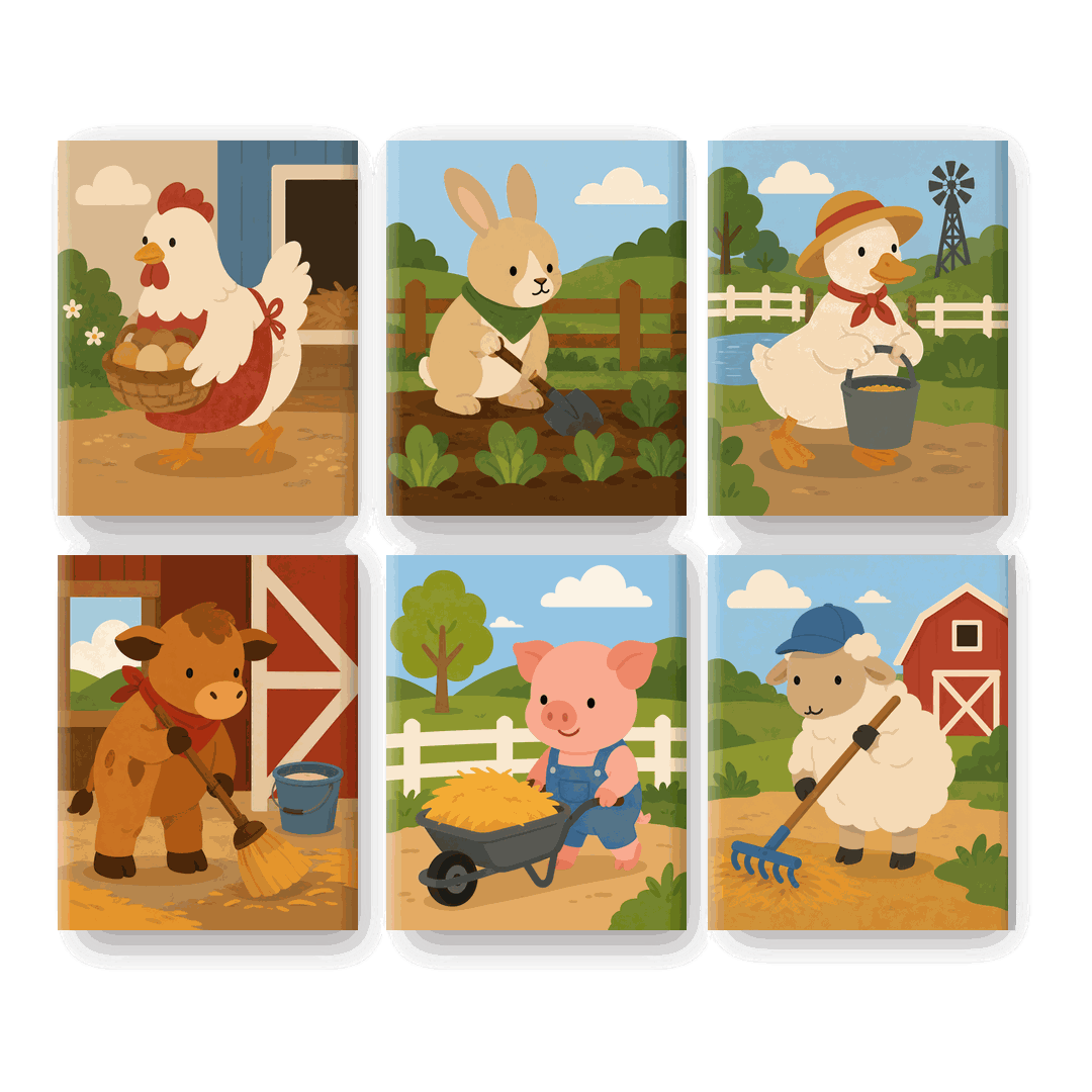 6 Mini Paintings - Happy Hen Set