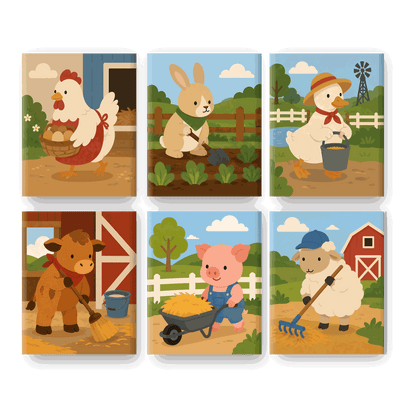 6 Mini Paintings - Happy Hen Set
