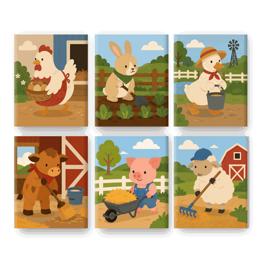 6 Mini Paintings - Happy Hen Set