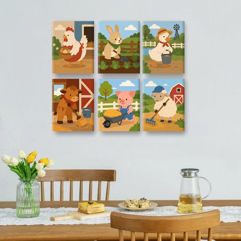 6 Mini Paintings - Happy Hen Set