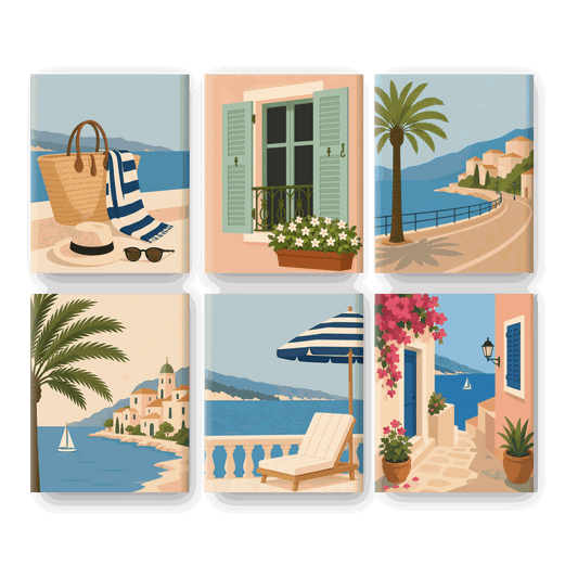6 Mini Paintings - Beach Essentials Set