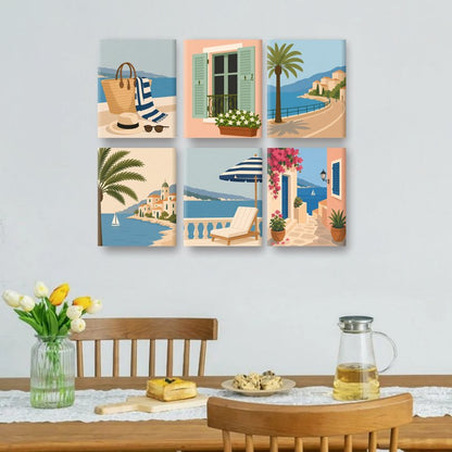 6 Mini Paintings - Beach Essentials Set