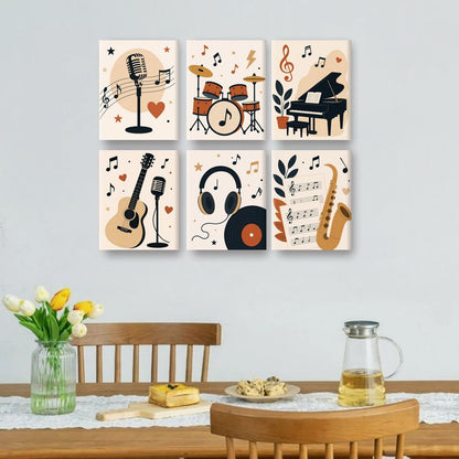 6 Mini Paintings - Vintage Music Set