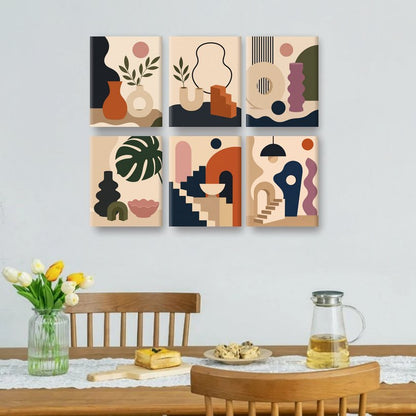 6 Mini Paintings - Boho Vases Set