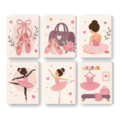 6 Mini Paintings - Ballet Girls Set