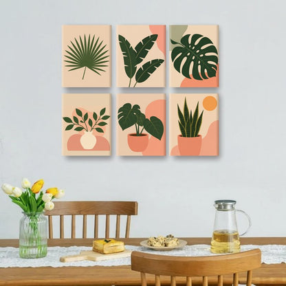 6 Mini Paintings - Tropical Leaves Set