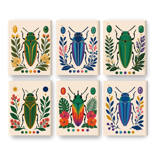 6 Mini Paintings - Beetle Set