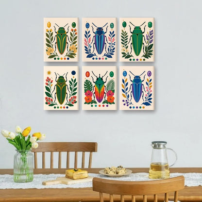 6 Mini Paintings - Beetle Set