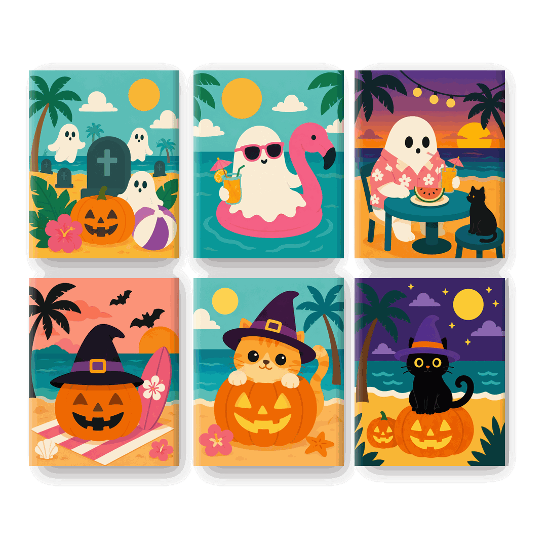 6 Mini Paintings - Spooky Summer Set