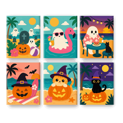 6 Mini Paintings - Spooky Summer Set