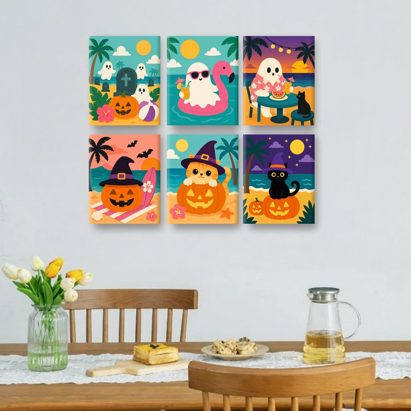 6 Mini Paintings - Spooky Summer Set