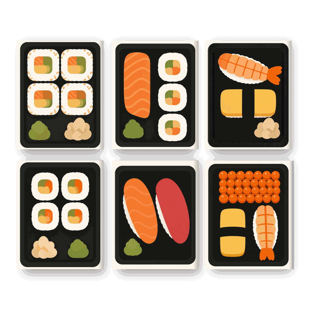 6 Mini Paintings - Sushi Take Away Set