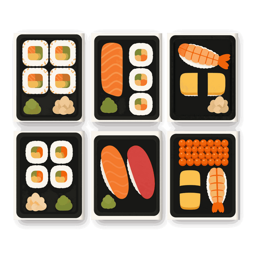 6 Mini Paintings - Sushi Take Away Set