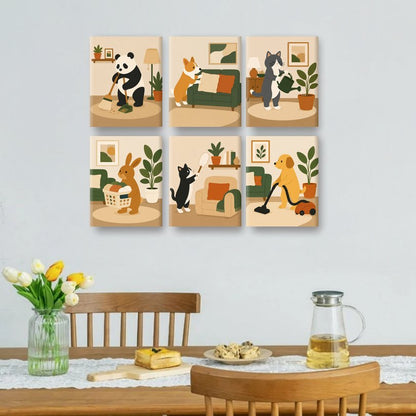 6 Mini Paintings - Busy Animals Set