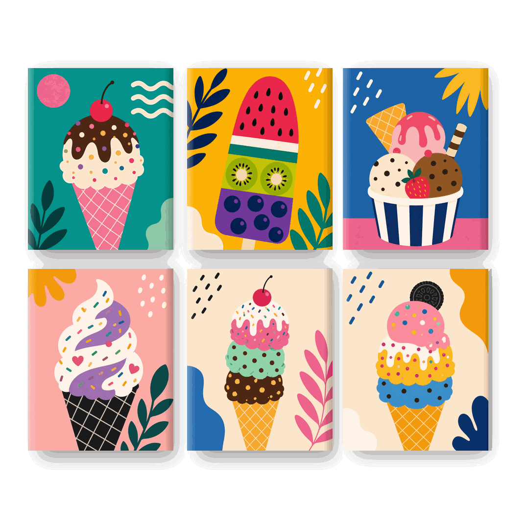 6 Mini Paintings - Ice Cream Set