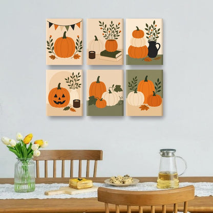 6 Mini Paintings - Autumn Pumpkin Set