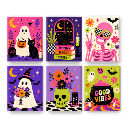 6 Mini Paintings - Colorful Halloween Set