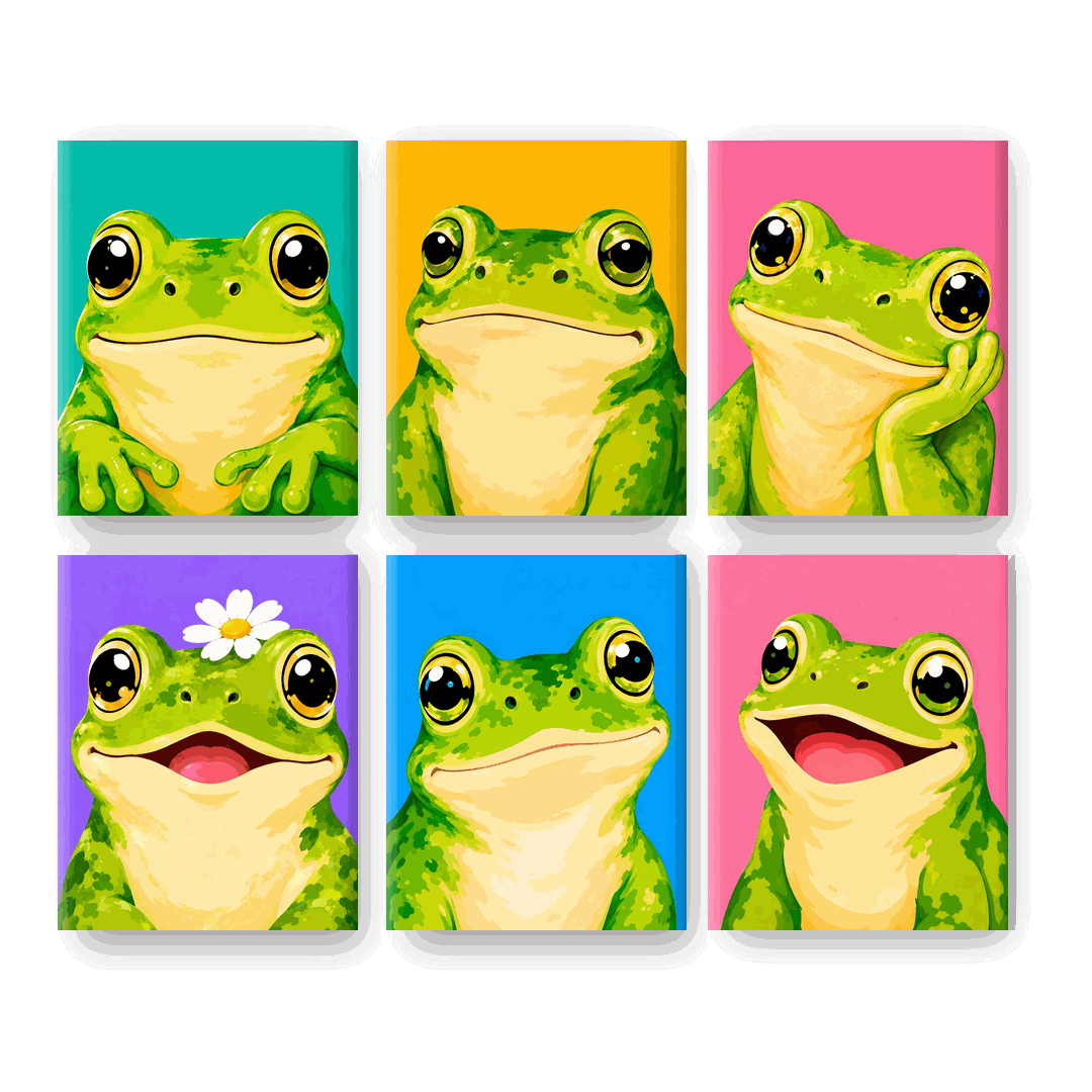 6 Mini Paintings - Happy Frog Set