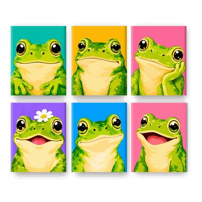 6 Mini Paintings - Happy Frog Set