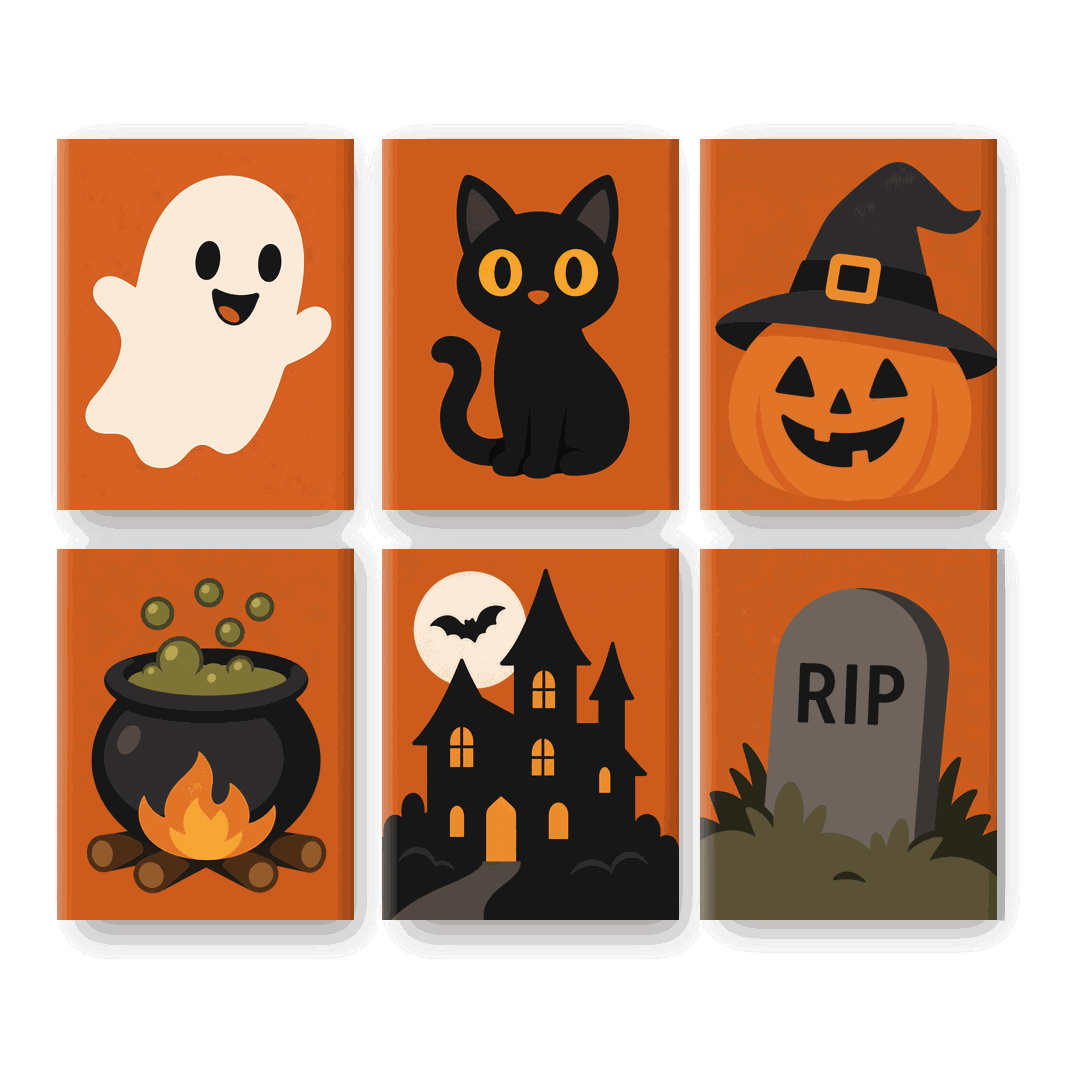6 Mini Paintings - Classic Halloween Set