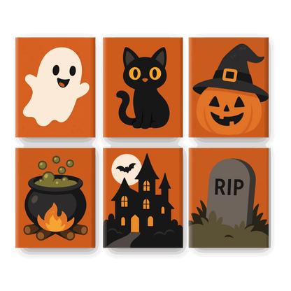 6 Mini Paintings - Classic Halloween Set