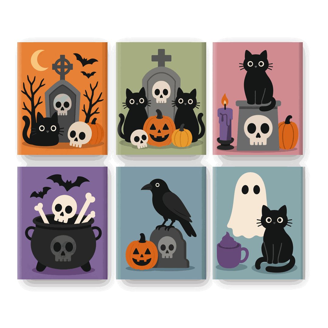 6 Mini Paintings - Spooky Little Friends Set