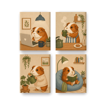 4 Mini Paintings - Guinea Pig Set
