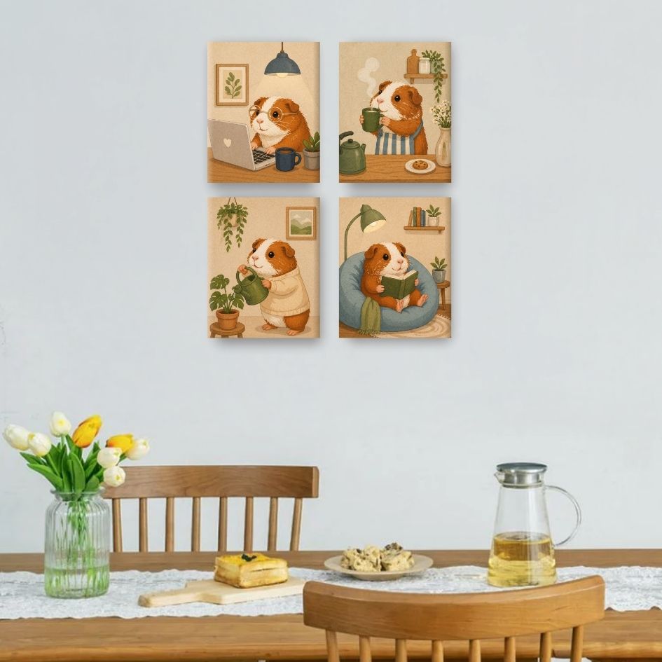 4 Mini Paintings - Guinea Pig Set