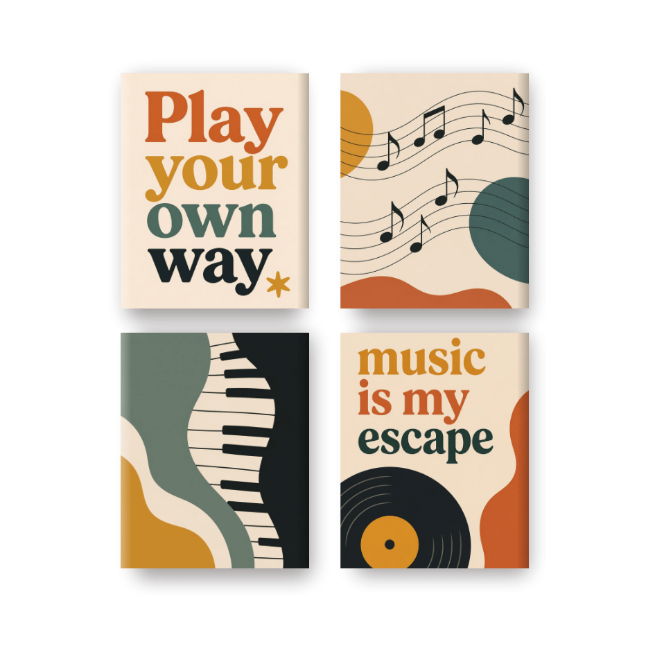 4 Mini Paintings - Music Set