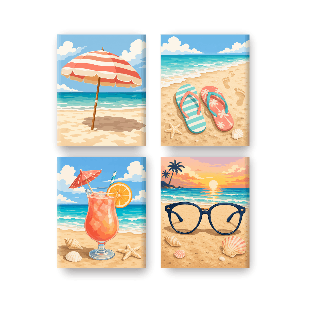 4 Mini Paintings - Beach Shades Set