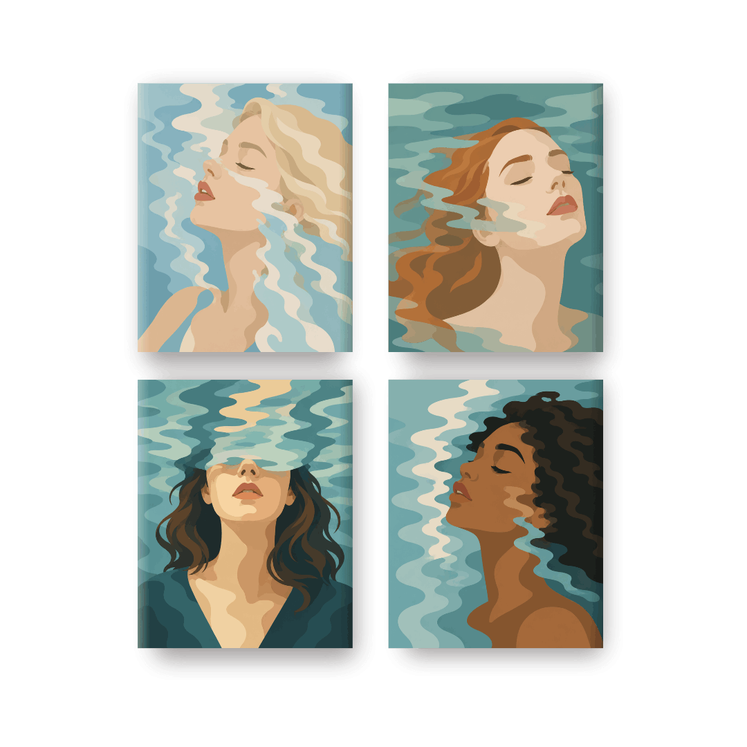 4 Mini Paintings - Underwater Set