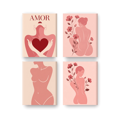 4 Mini Paintings - Feminine Form Set