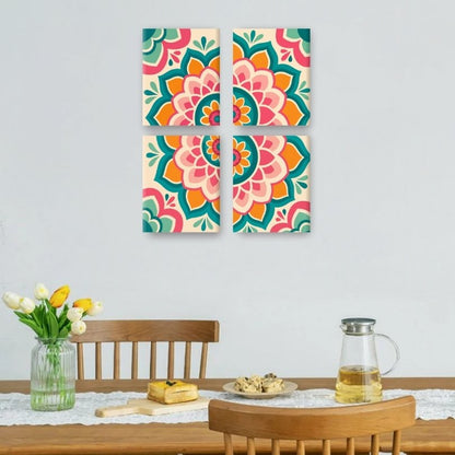 4 Mini Paintings - Colorful Mandala Set