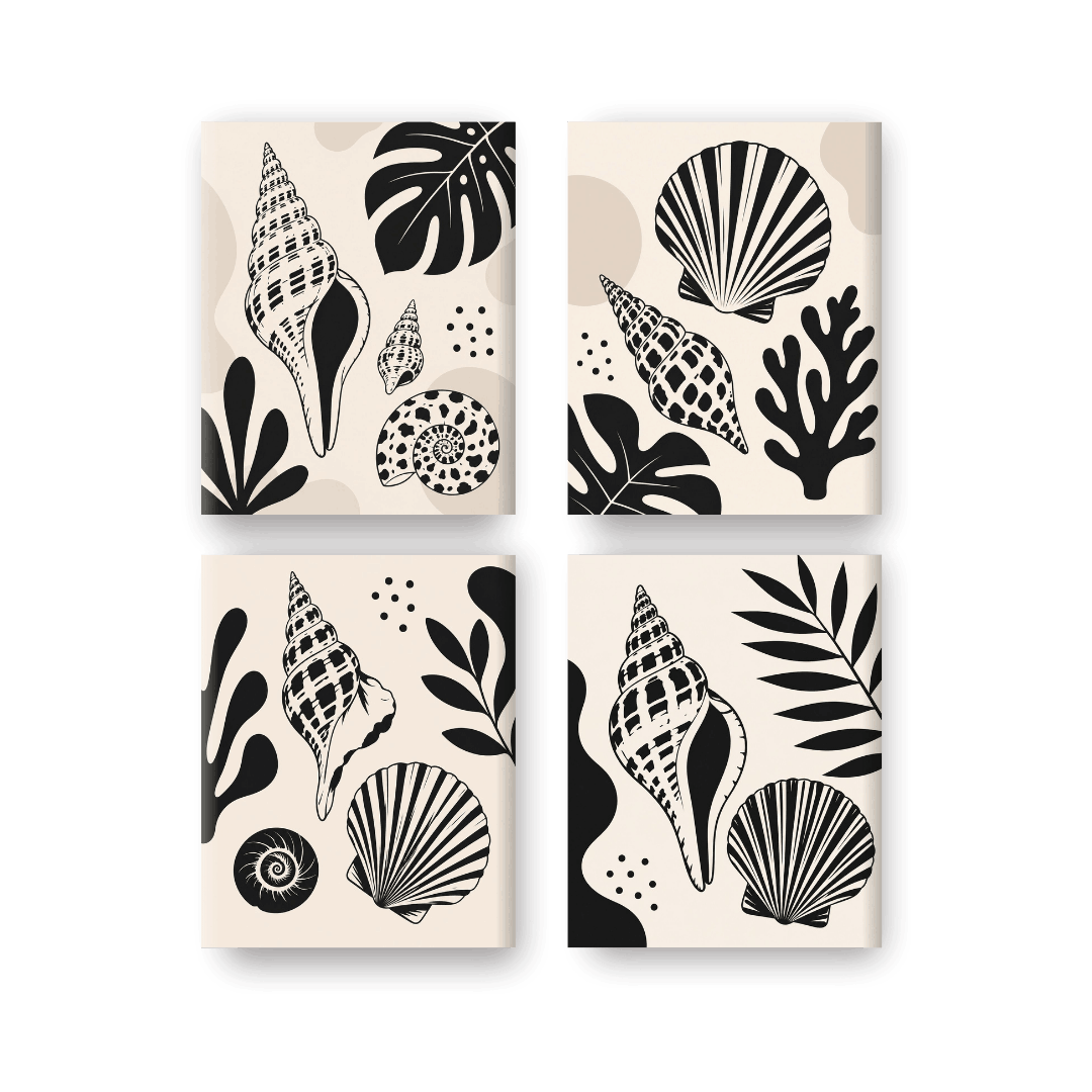 4 Mini Paintings - Seashell Ink Set