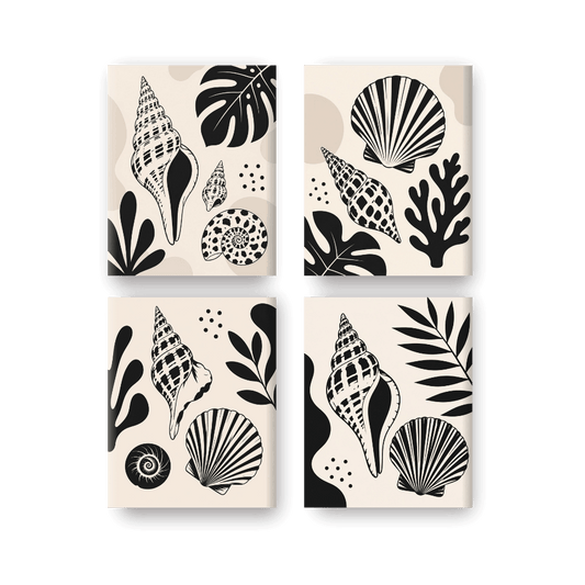 4 Mini Paintings - Seashell Ink Set