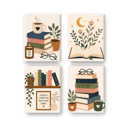 4 Mini Paintings - Book Lover Set