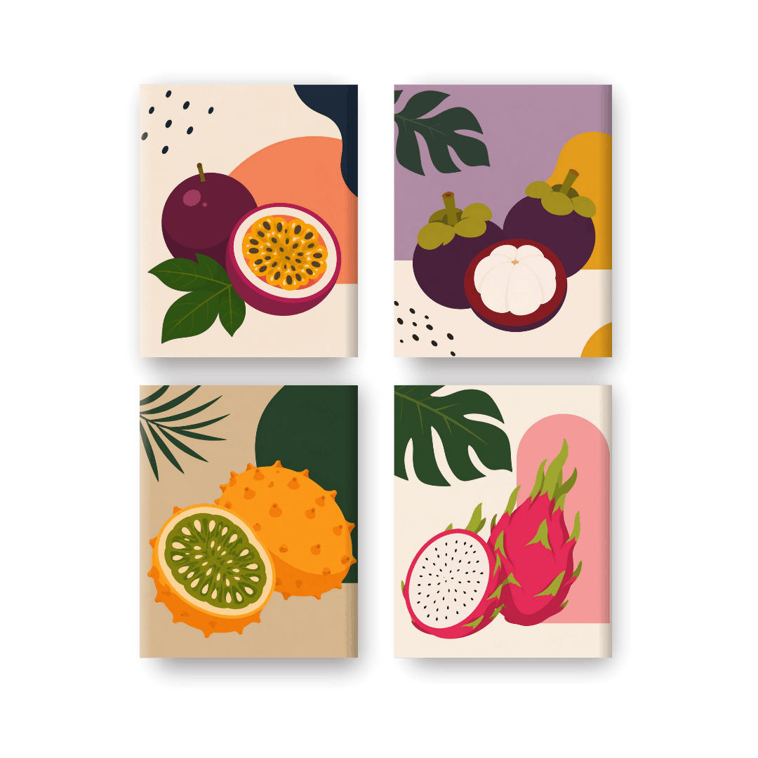 4 Mini Paintings - Tropical Fruit Set