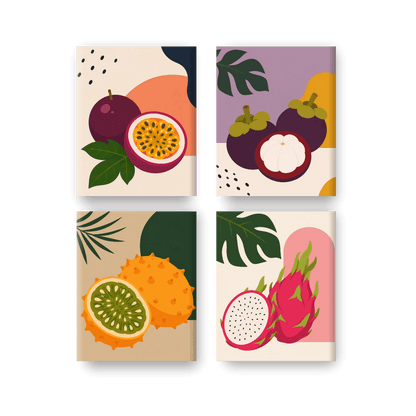 4 Mini Paintings - Tropical Fruit Set