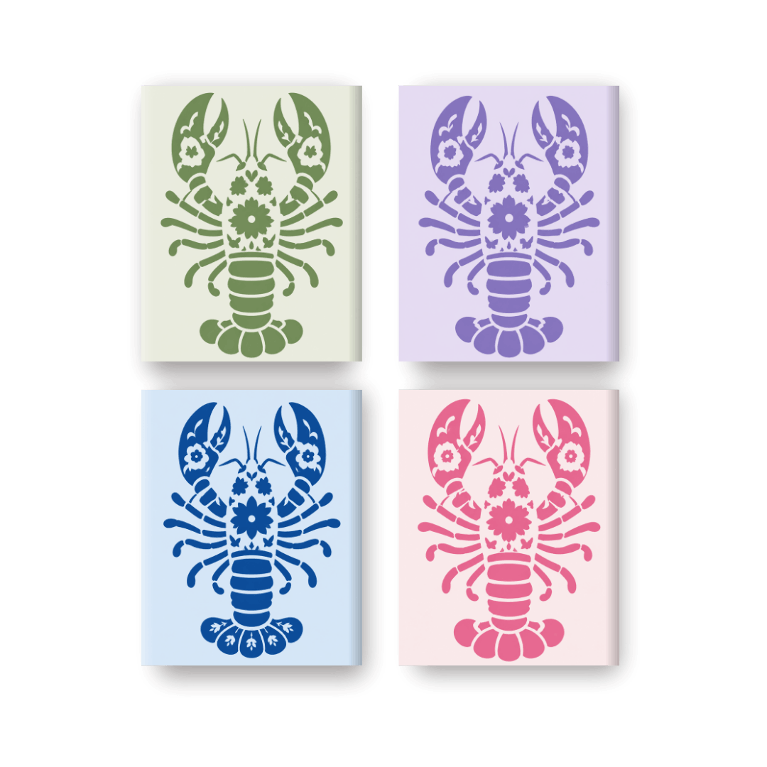 4 Mini Paintings - Delft Lobsters Set