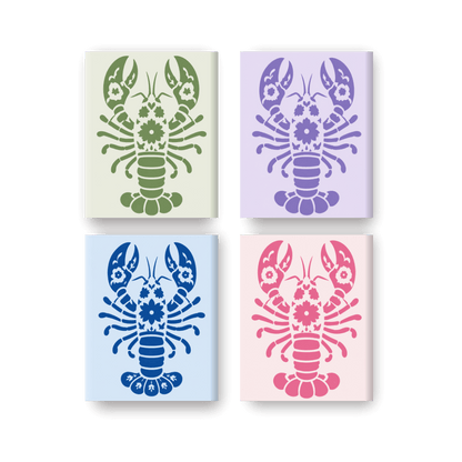 4 Mini Paintings - Delft Lobsters Set