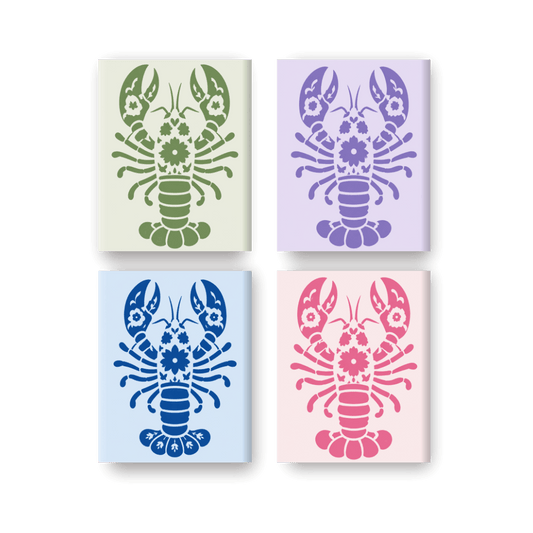 4 Mini Paintings - Delft Lobsters Set
