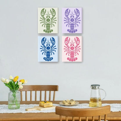 4 Mini Paintings - Delft Lobsters Set