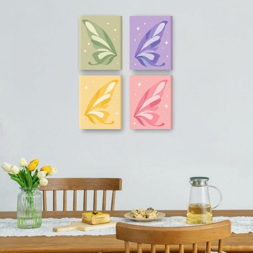 4 Mini Paintings - Fairy Wings Set