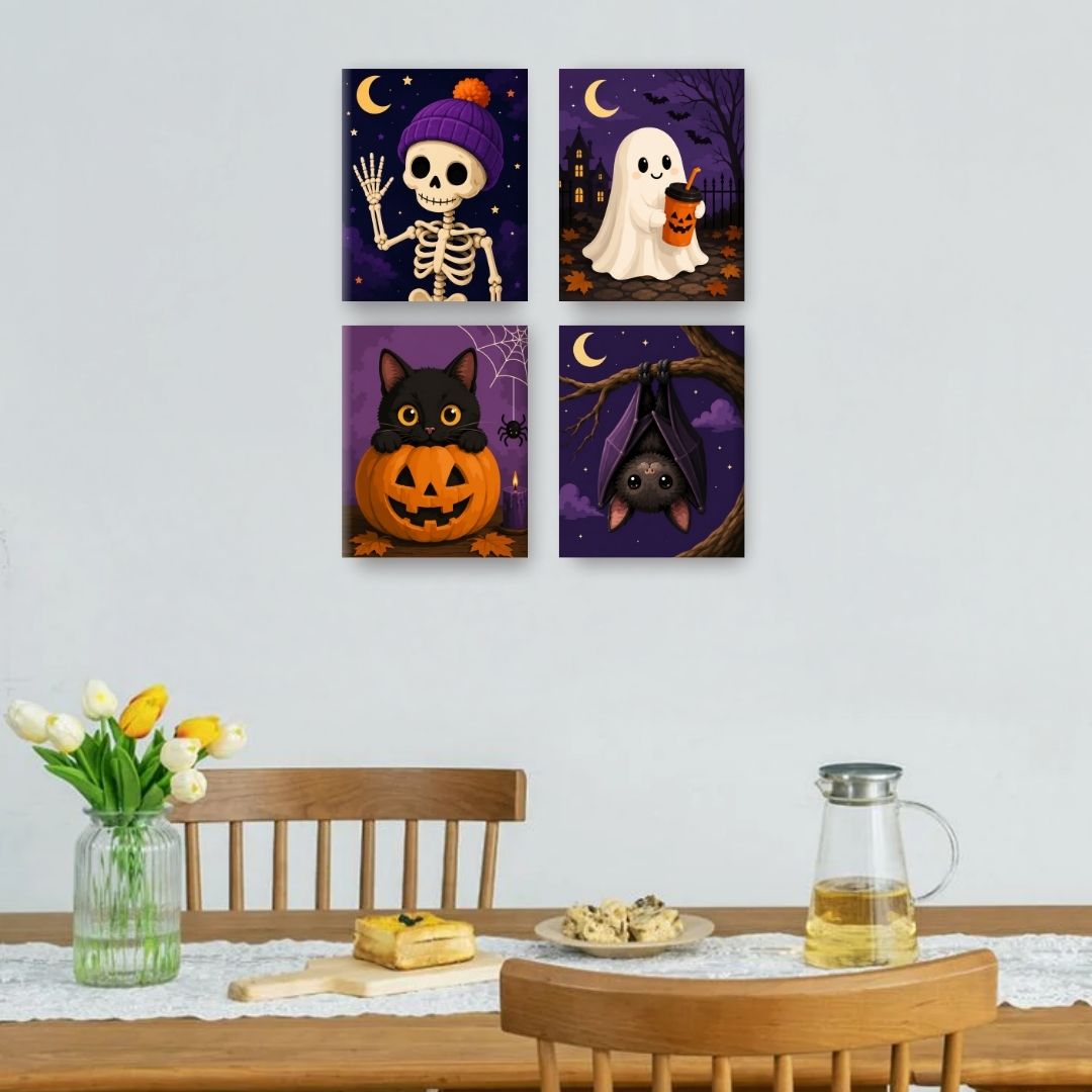 4 Mini Paintings - Pumpkin Pals Set