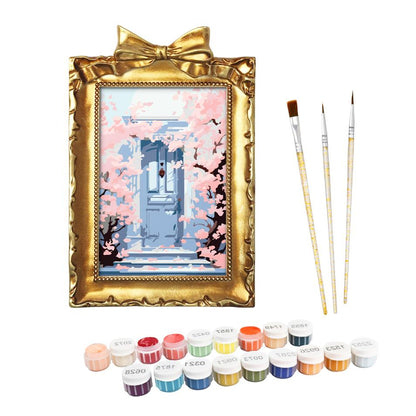 Mini Painting with Picture Frame – Blossoms at the Door