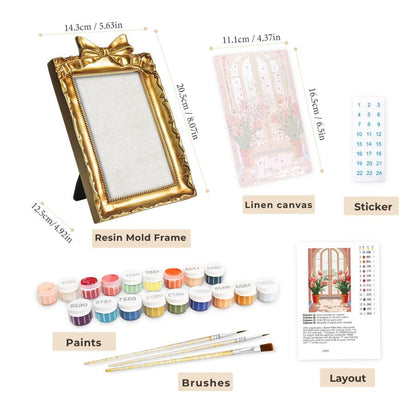 Mini Painting with Picture Frame – Tulips at the Door